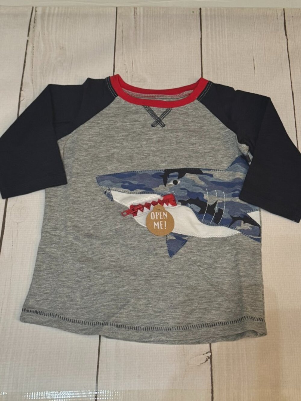 Mud Pie Blue Camouflage Shark T-Shirt Medium 2T/3T